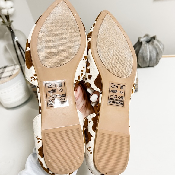 Qupid Brown Cow Print D’Orsay Flats Size 8 - Picture 6 of 9